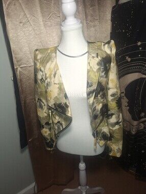 Tov Vegan Leathet Floral Print Open-Front Women's Moto Jacket